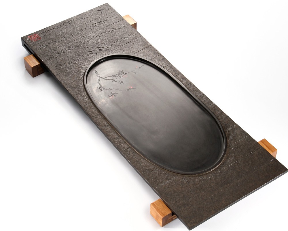 Dr. Shi Black Stone Tea Tray, Distinctive Design, 85×32cm
