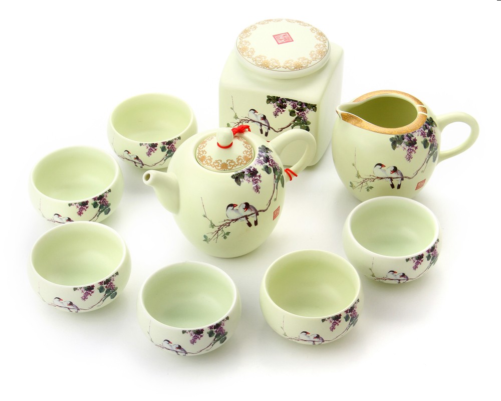 Lilac #2 Teapot 9pc Gift Set, Kung Fu Tea Set